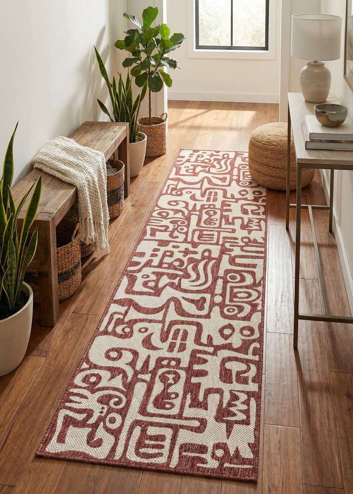 2' 7 x 12' Easy-Clean Modern Indoor / Outdoor Runner Rug