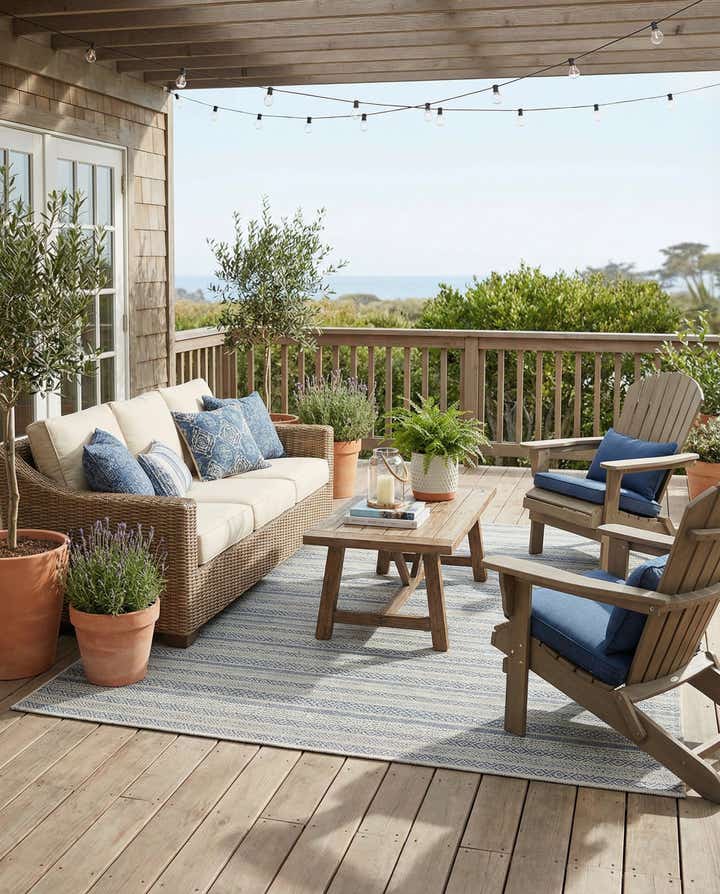 6' x 9' Easy-Clean Striped Indoor / Outdoor Rug