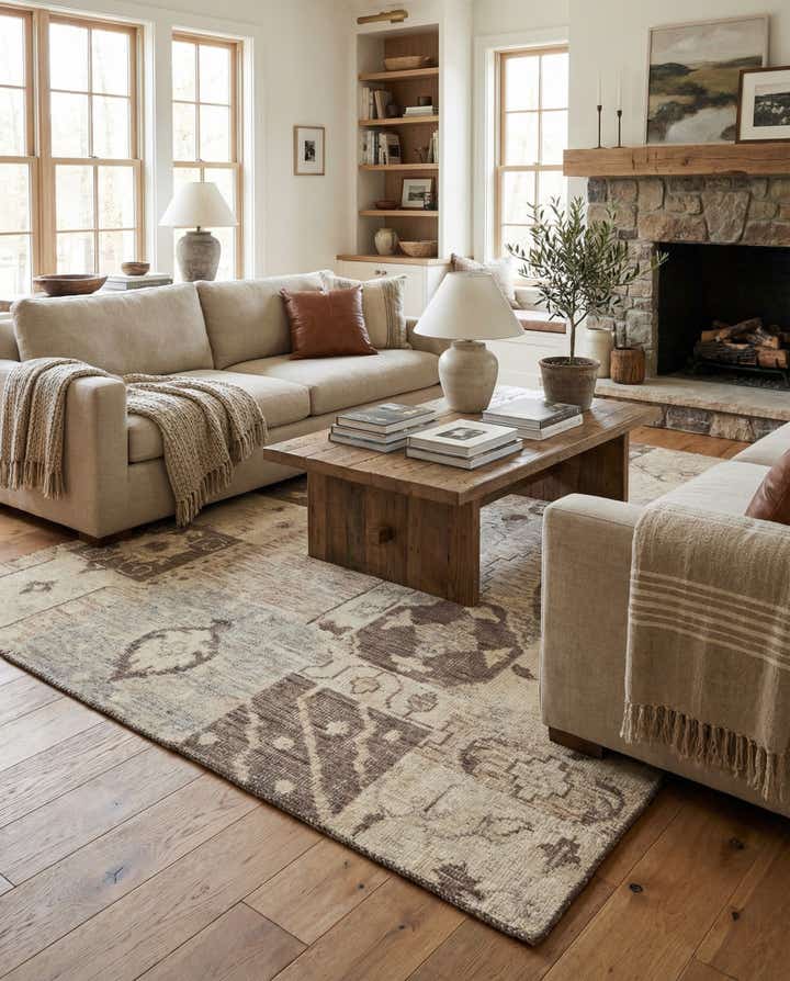 6' 7 x 9' 8 Hand Knotted Patchwork Wool Rug