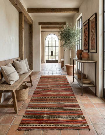 5' x 11' 4 Hand Woven Kilim Fars Wool Runner Rug