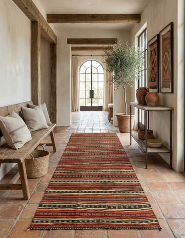 5' x 11' 4 Hand Woven Kilim Fars Wool Runner Rug