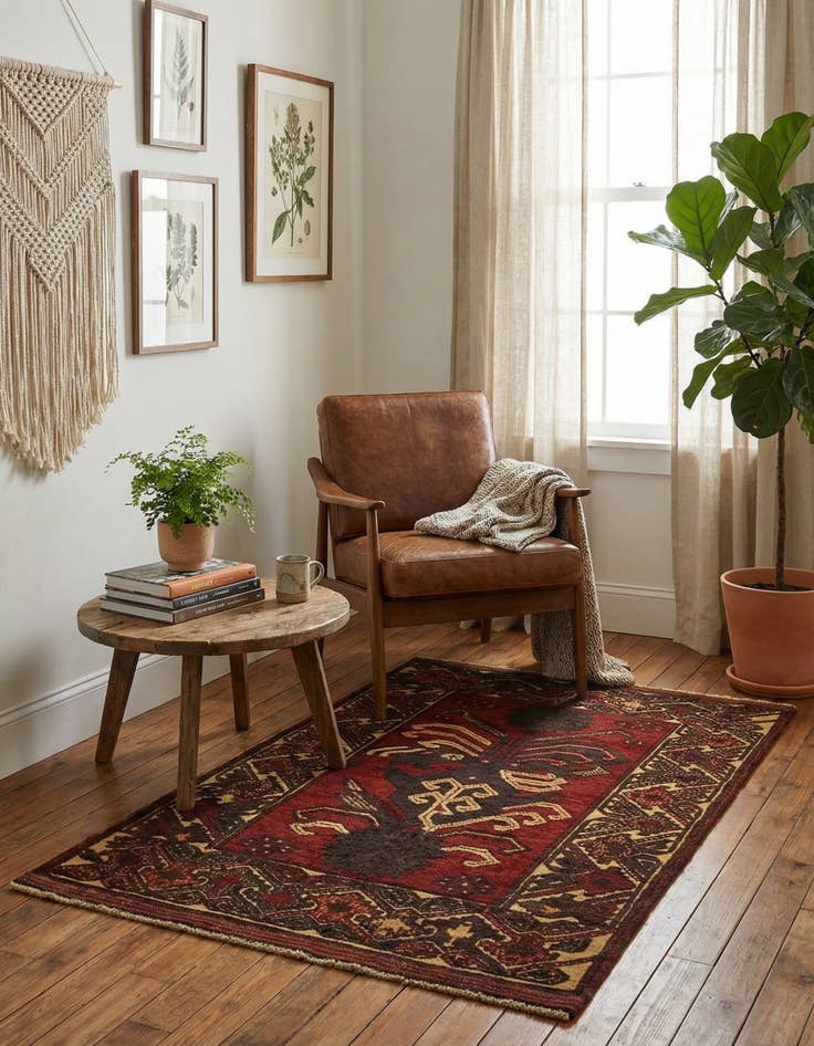 Detail image of  2' 9 x 4' 3  Hand Knotted Sumak Wool Rug