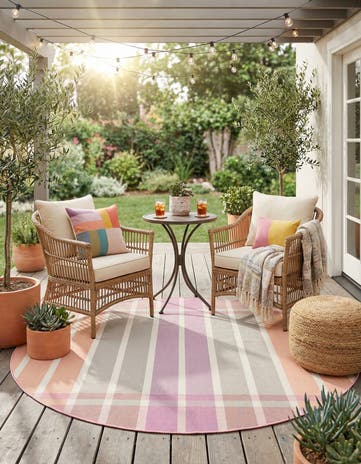 6' x 6' Easy-Clean Ribbon Indoor / Outdoor Round Rug