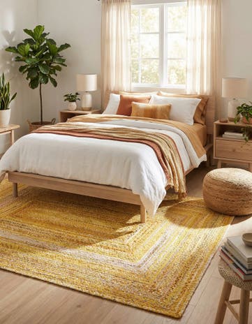 6' 1 x 9' Handmade Braided Chindi Rug