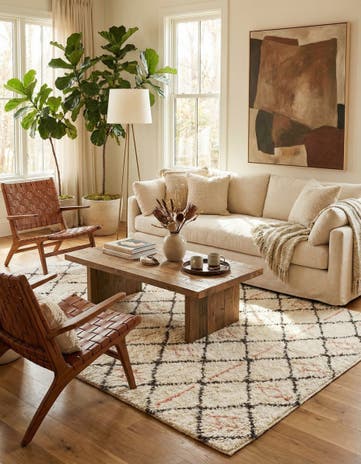 6' x 9' 4 Hand Knotted Moroccan Wool Rug