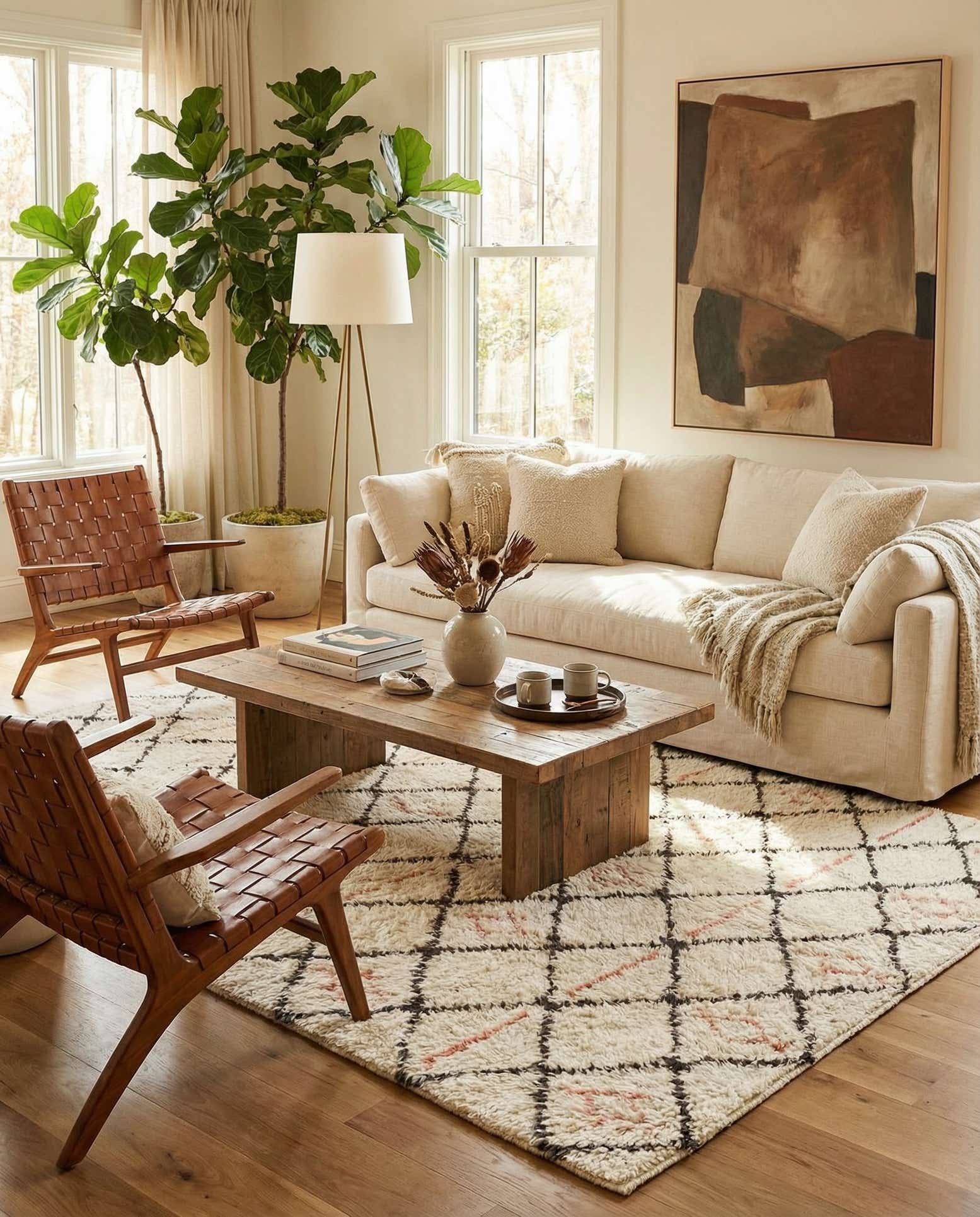 6' x 9' 4 Hand Knotted Moroccan Wool Rug