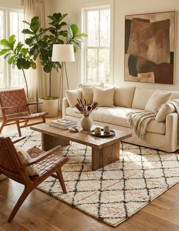 6' x 9' 4 Hand Knotted Moroccan Wool Rug