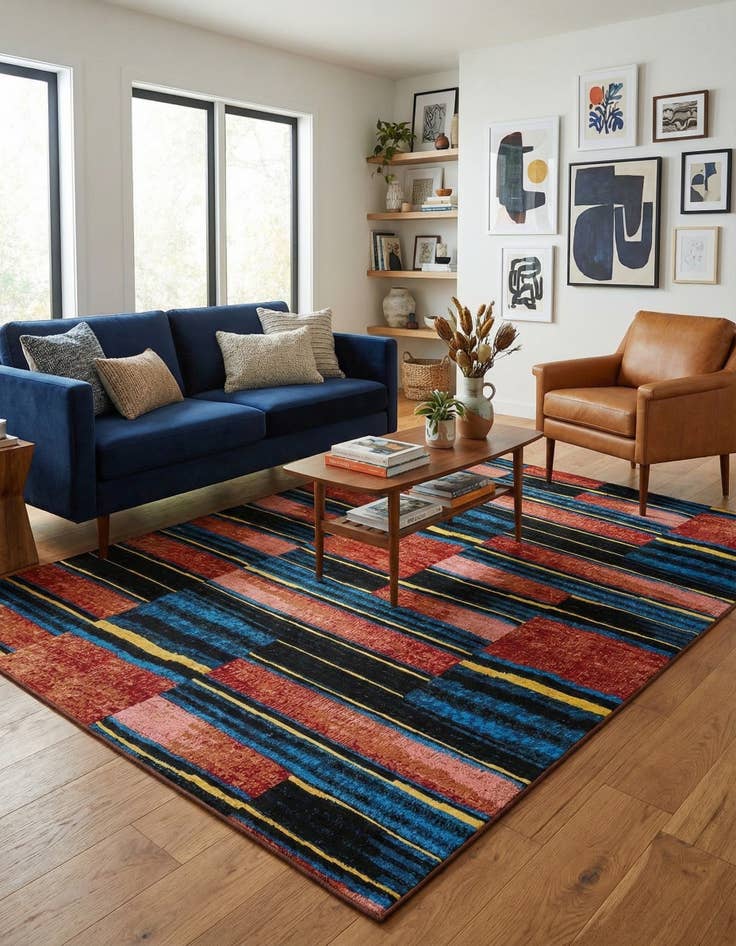 Detail image of  6' x 9'  Washable Modern Indoor / Outdoor Rug