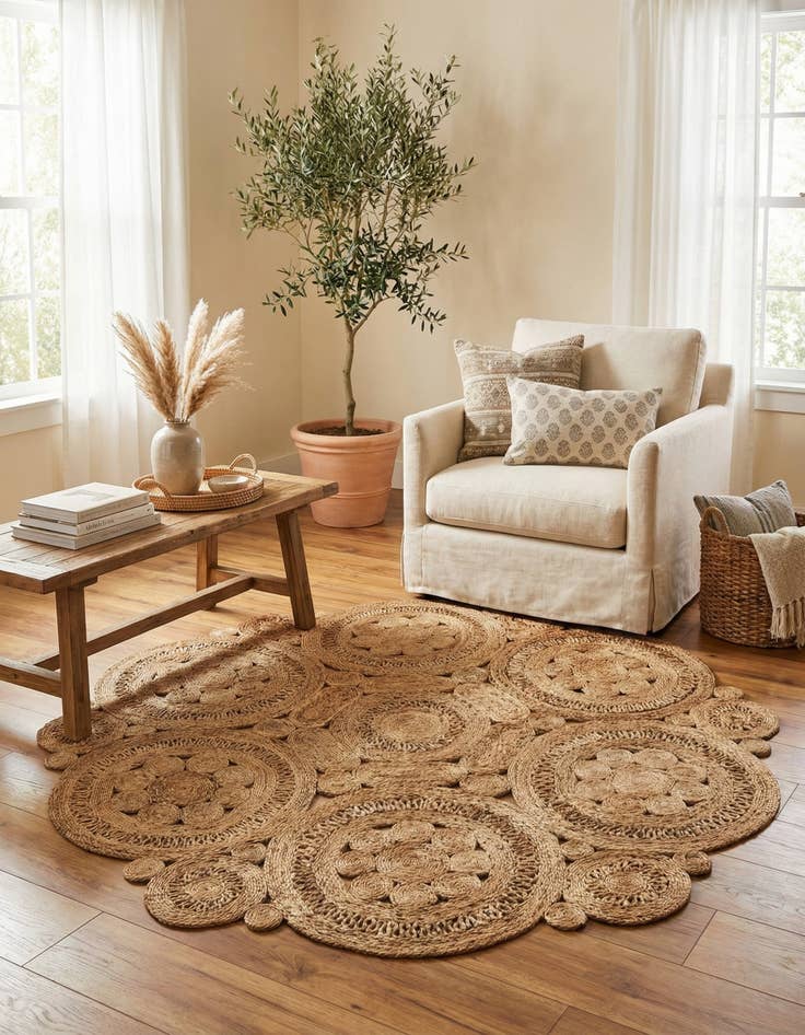 Detail image of 7' 10 x 7' 10  Hand Braided Jute Round Rug