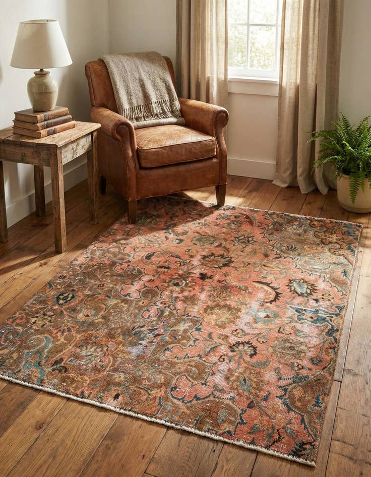 Detail image of 3' 8 x 4' 8  Hand Knotted Ultra Vintage Persian Wool Rug