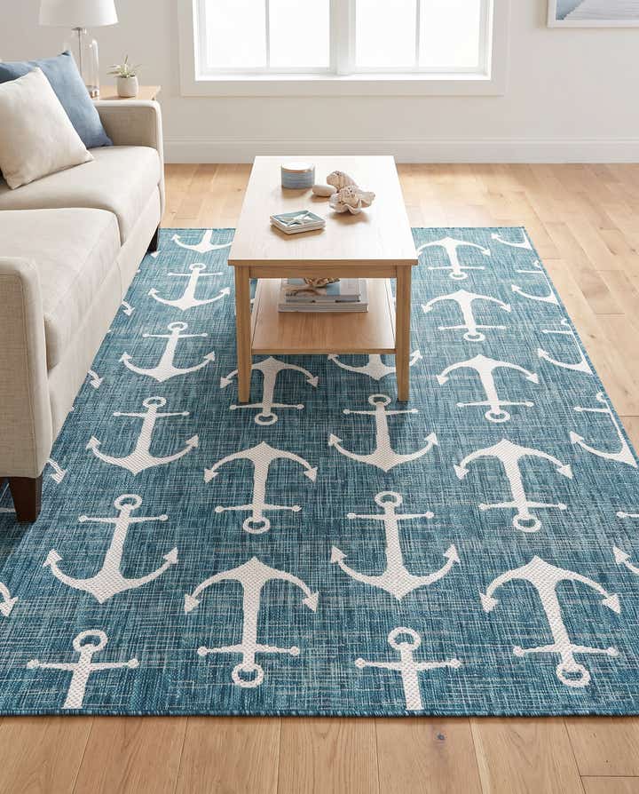 5' 3 x 8' Easy-Clean Coastal Indoor / Outdoor Rug