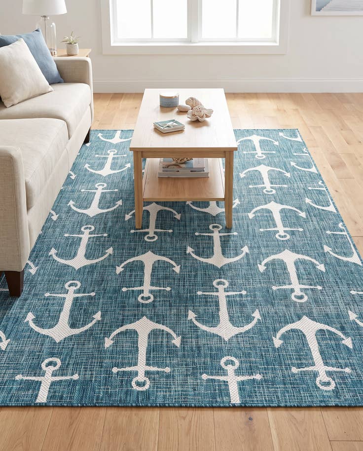 Detail image of 5' 3 x 8' Easy-Clean Coastal Indoor / Outdoor Rug