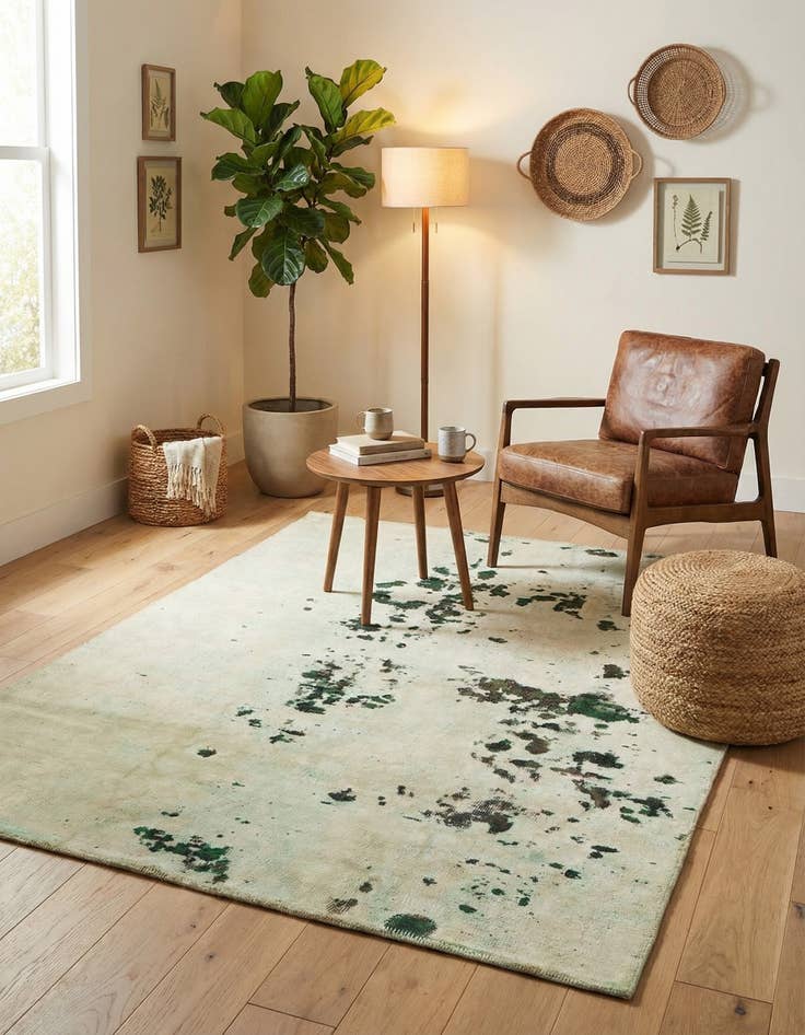 Detail image of 4' x 5'  Hand Knotted Ultra Vintage Persian Wool Rug