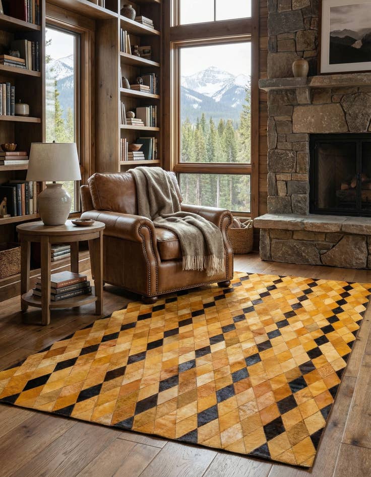 Detail image of 5' 1 x 8' Cowhide Stocks Rug