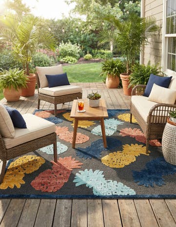 Black Easy-Clean Belize Indoor / Outdoor Rug