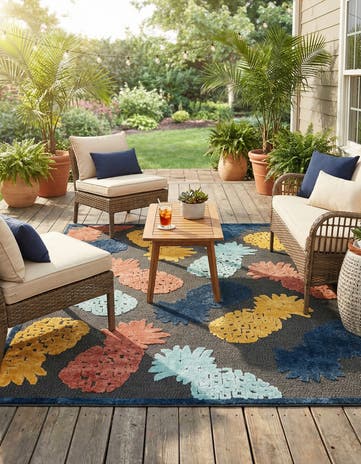 Black Easy-Clean Belize Indoor / Outdoor Rug