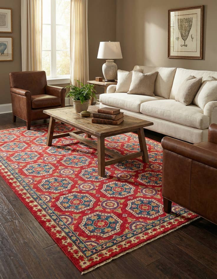 Detail image of 6' 5 x 9' 7  Hand Knotted Kazak Rug