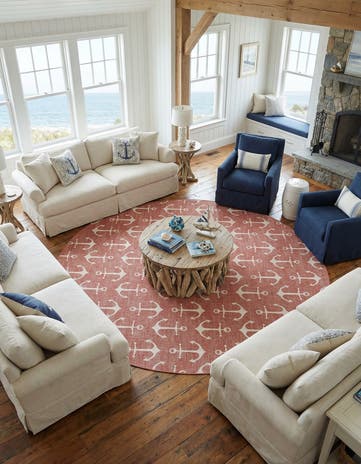 13' x 13' Easy-Clean Coastal Indoor / Outdoor Round Rug