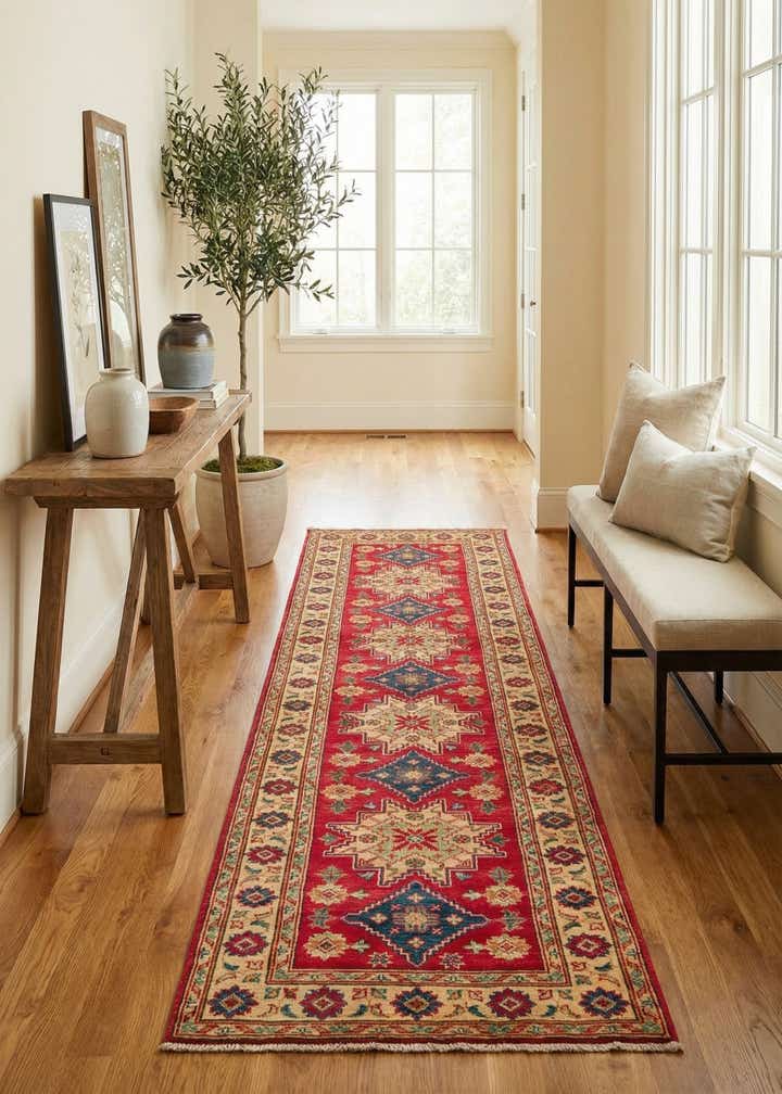 2' 10 x 9' 9 Hand Knotted Kazak Runner Rug