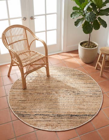 Palomino Ivory Hand Woven Palm Beach Jute Round Rug