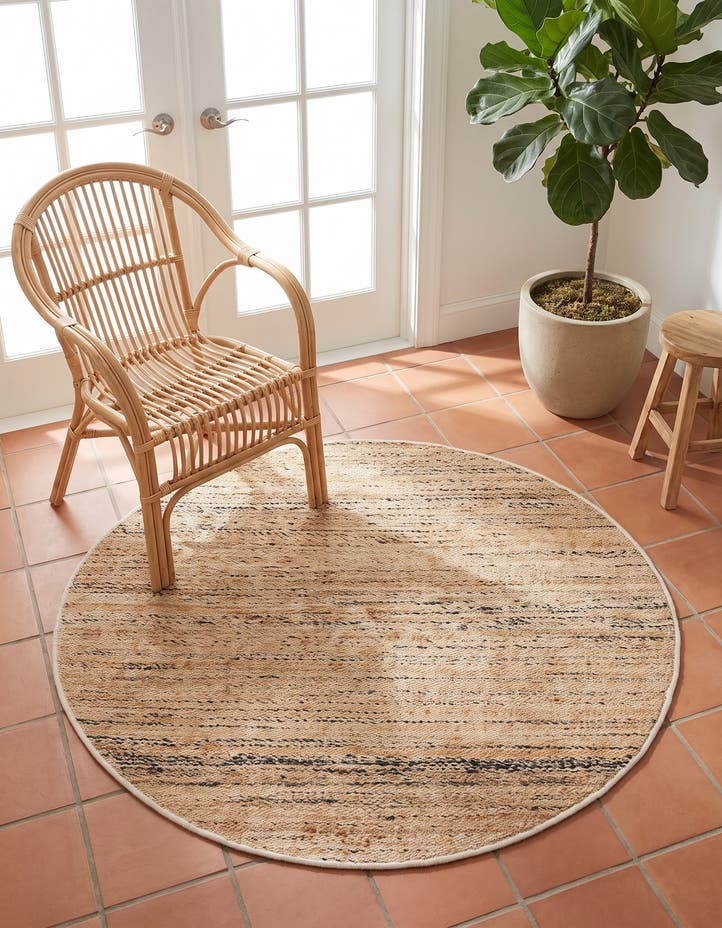 4' 1 x 4' 1 Hand Woven Palm Beach Jute Round Rug