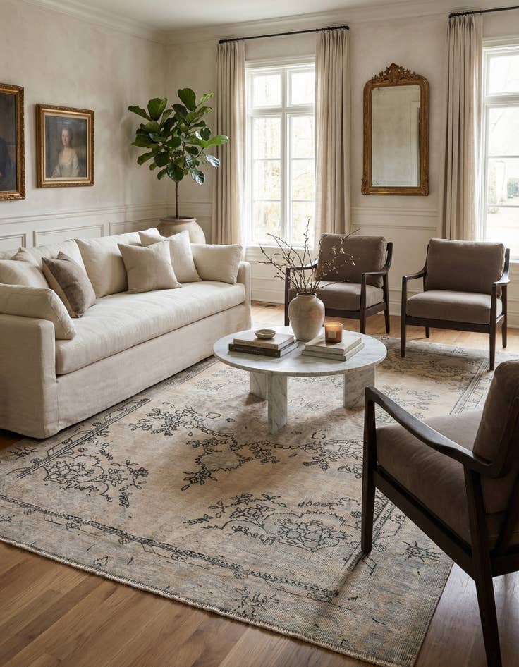 Detail image of 6' x 9' 5  Hand Knotted Ultra Vintage Persian Wool Rug