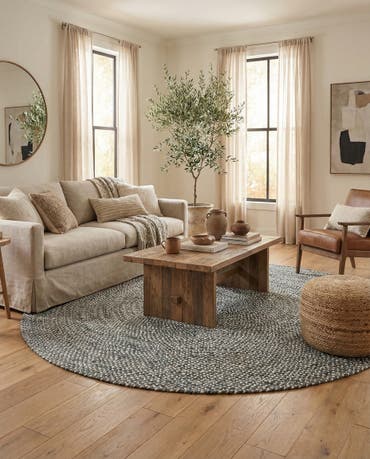  8' x 8'  Hand Braided Chindi Round Rug