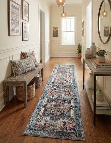 Powder Blue Medina Runner Rug
