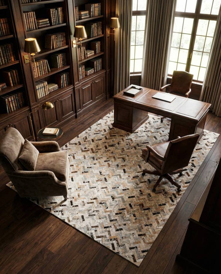 Detail image of 5' 4 x 7' 4 Cowhide Stocks Rug