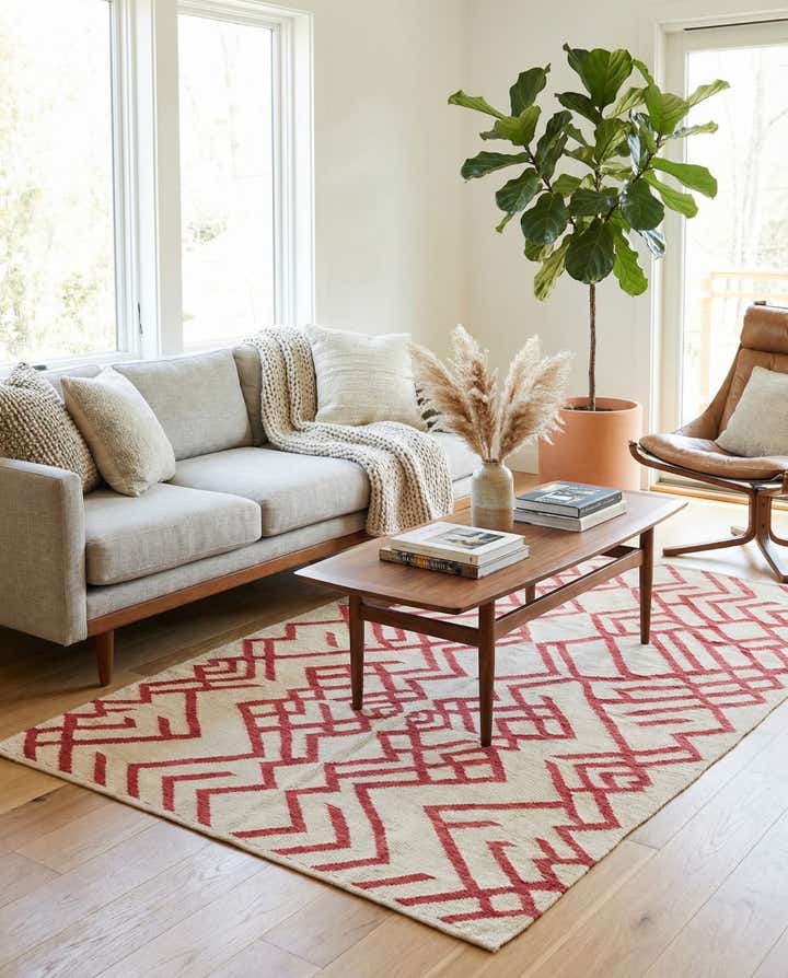 4' 2 x 6' 2 Hand Woven Kilim Modern Wool Rug