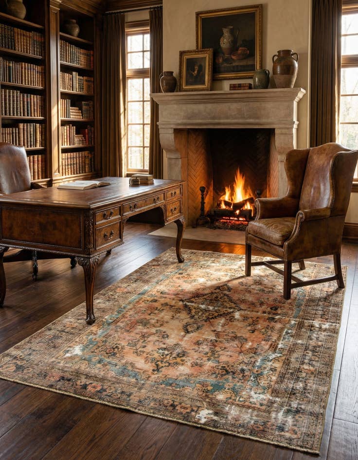 Detail image of 6' 7 x 9' 7  Hand Knotted Vintage Royal Persian Wool Rug