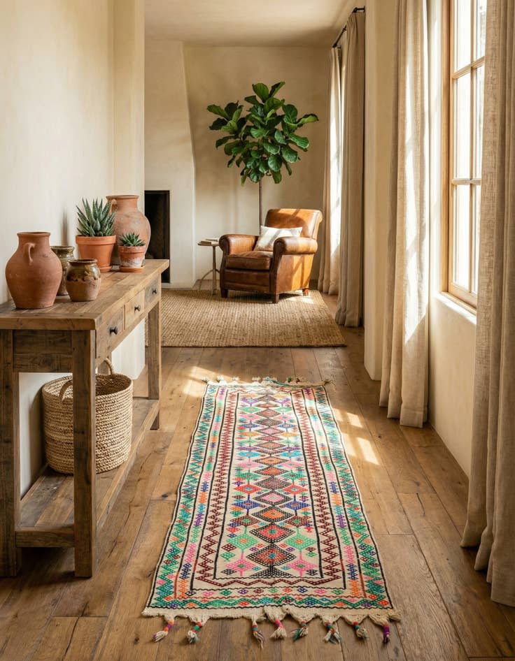 Detail image of 2' 5 x 9'  Hand Knotted kilim Fars Persian Wool Runner Rug