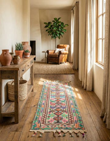 2' 5 x 9' Hand Knotted kilim Fars Persian Wool Runner Rug