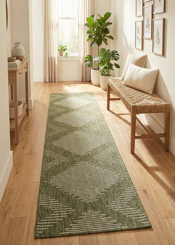 3' 3 x 14' Easy-Clean Modern Indoor / Outdoor Runner Rug