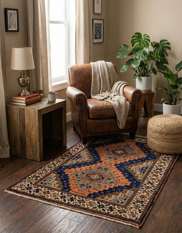 Detail image of 3' 7 x 4' 9  Hand Knotted Anatolian Wool Rug