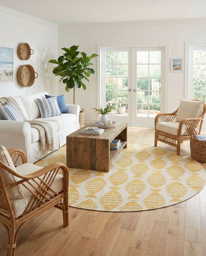 10' x 10' Easy-Clean Coastal Indoor / Outdoor Round Rug