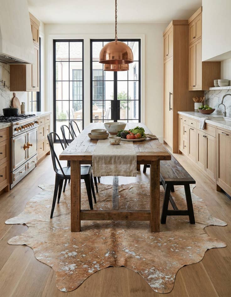 Detail image of 5' 11 x 6' 7 Cowhide Leather Square Rug