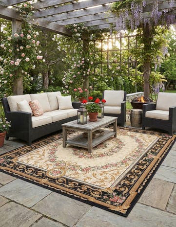9' x 12' Easy-Clean Traditional Indoor / Outdoor Rug
