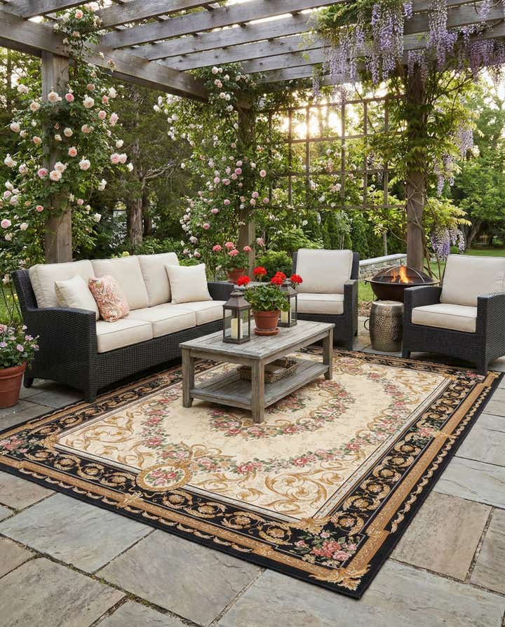 9' x 12' Easy-Clean Traditional Indoor / Outdoor Rug