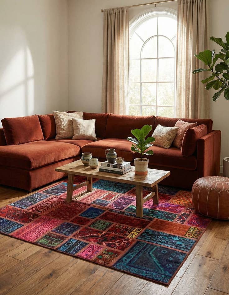 Detail image of  6' x 7' 8  Hand Knotted Ultra Vintage Persian Wool Rug