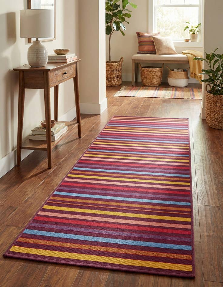 Detail image of 2' x 6' Easy-Clean Striped Indoor / Outdoor Runner Rug