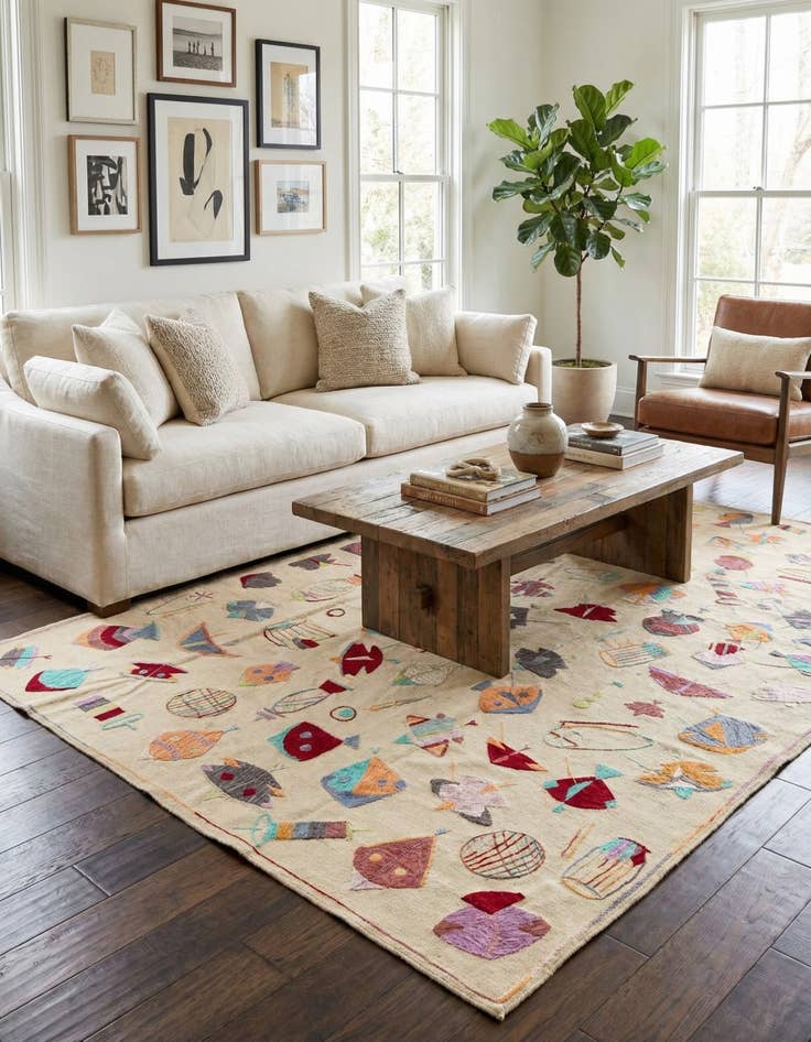 Detail image of 7' x 9' 2  Hand Woven Kilim Suzani Wool Rug