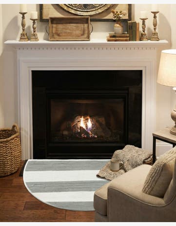 Gray Hand Woven Chindi Rag Hearth Rug
