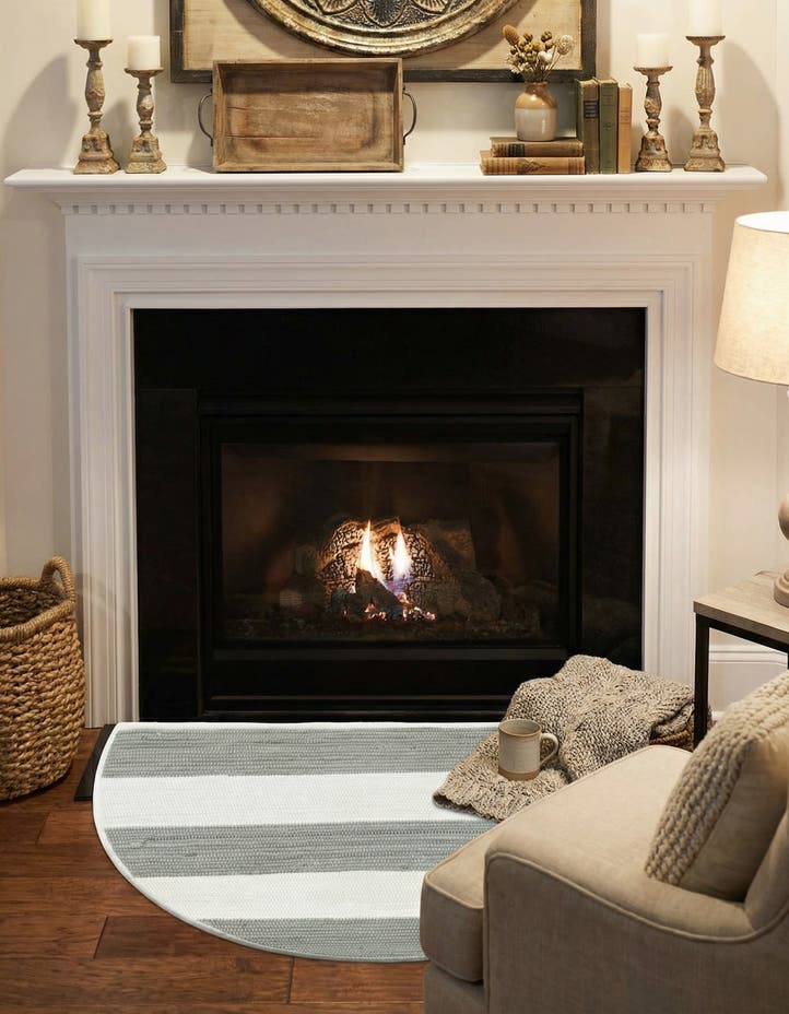 2' 2 x 3' 7 Hand Woven Chindi Rag Hearth Rug