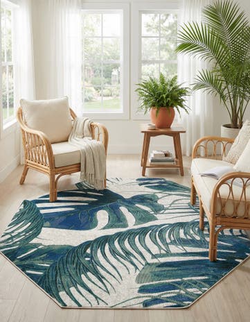 Ivory Blossom Octagon Rug