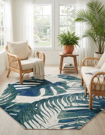 Ivory Blossom Octagon Rug