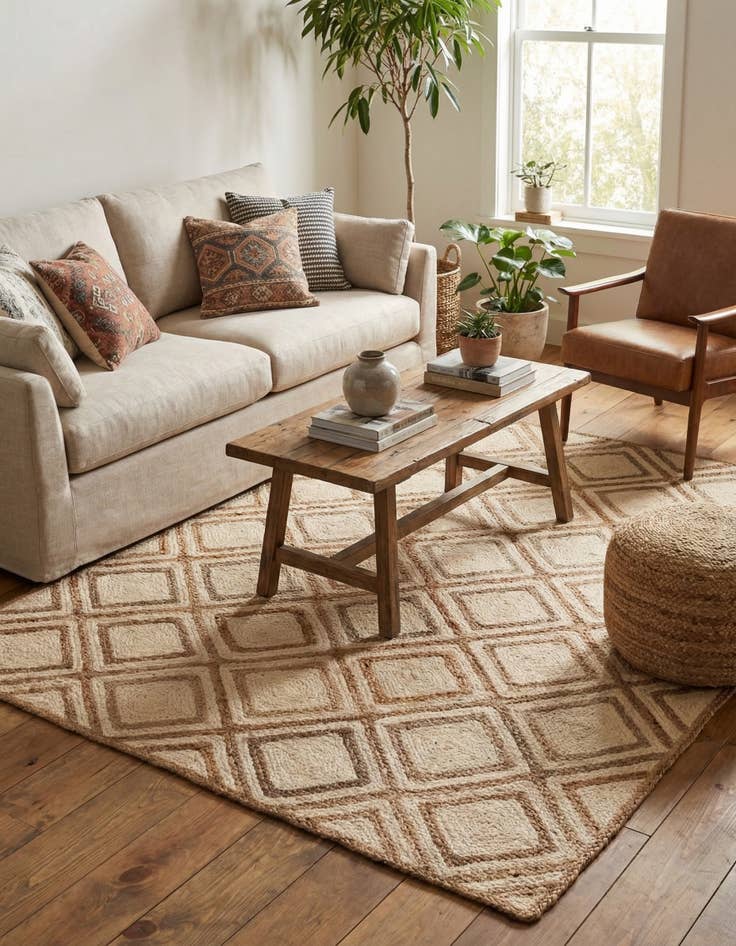 Detail image of 6' 1 x 9'  Hand Braided Jute Rug