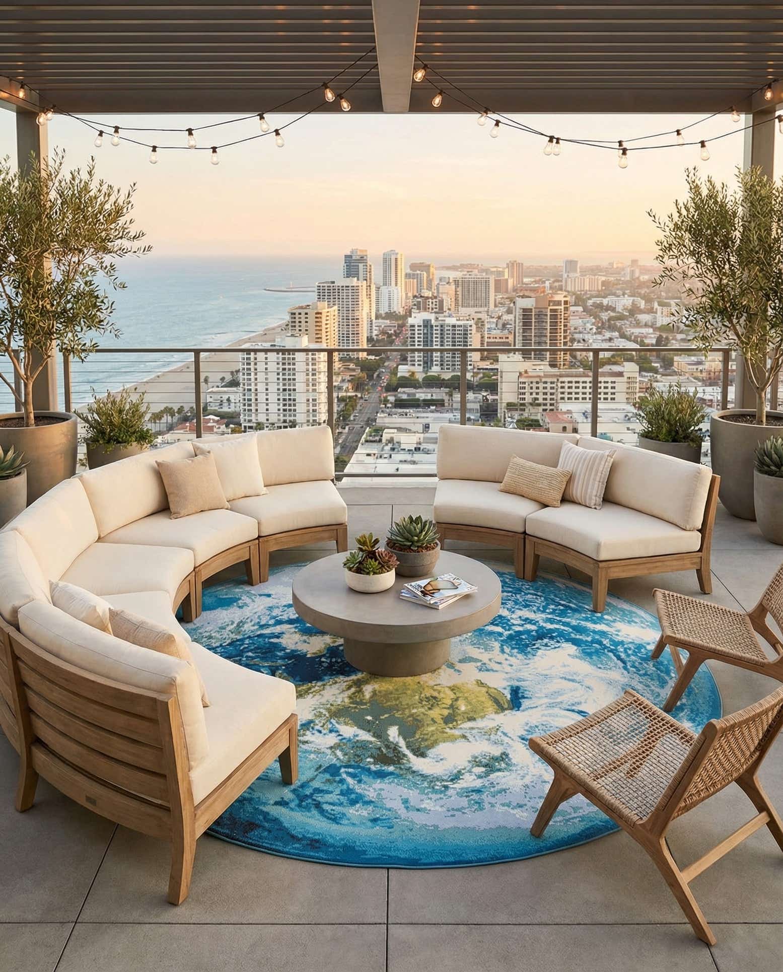10' x 10' Easy-Clean Modern Indoor / Outdoor Round Rug
