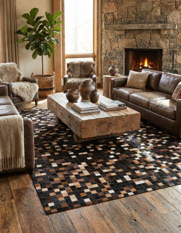 5' x 7' 8 Cowhide Leather Rug