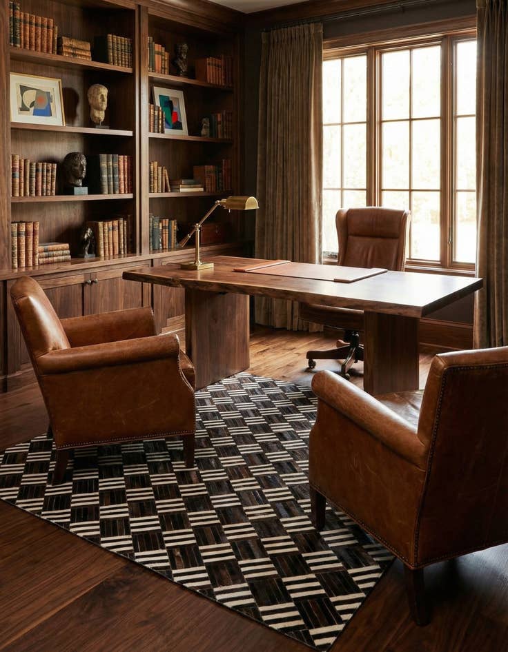 Detail image of 6' x 6' 7 Cowhide Stocks Square Rug